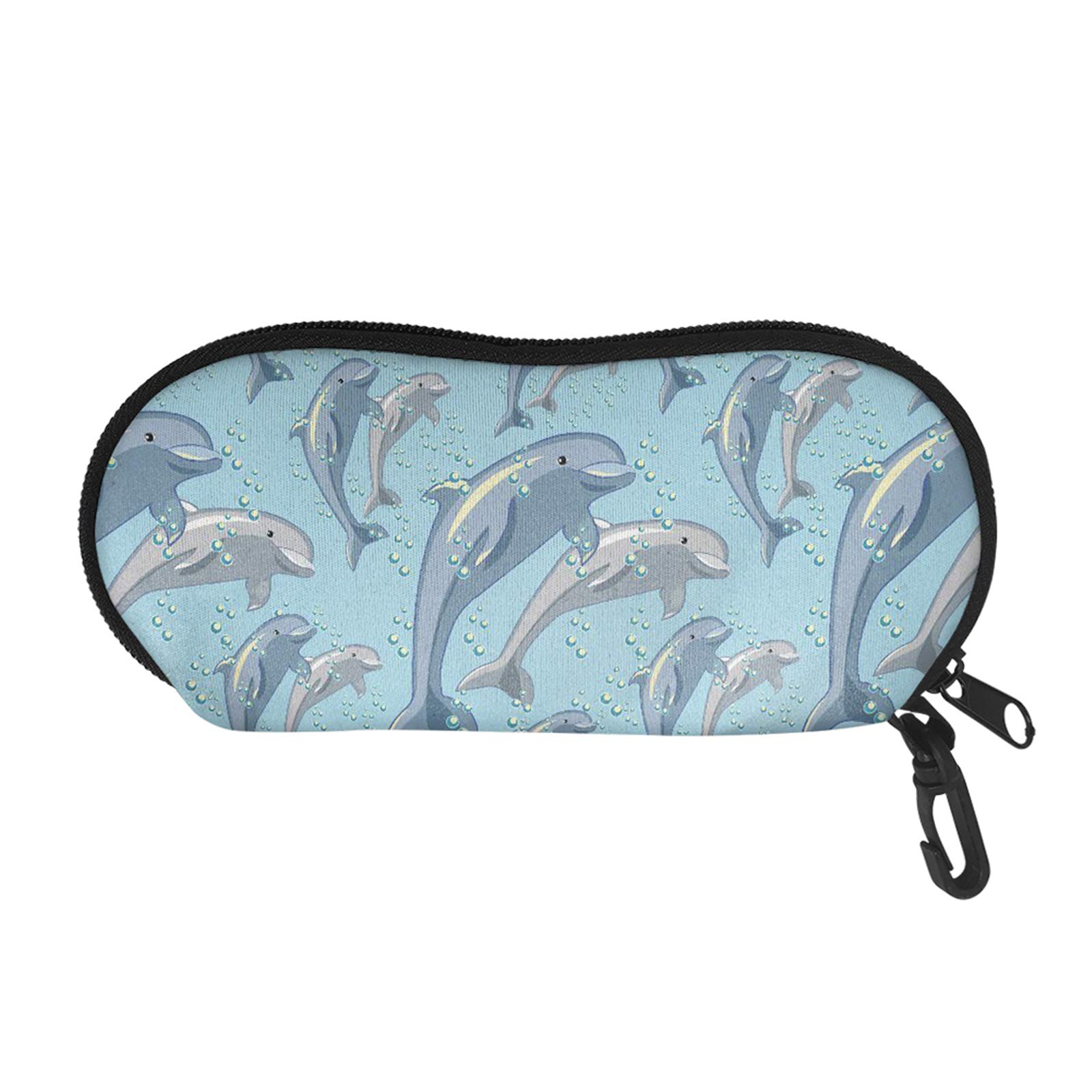 SEANATIVE Waterproof Sunglasses Case Soft Blue Dolphin Children Eyeglasses Bag Durable Glasses Hard Shell Pouch Holder