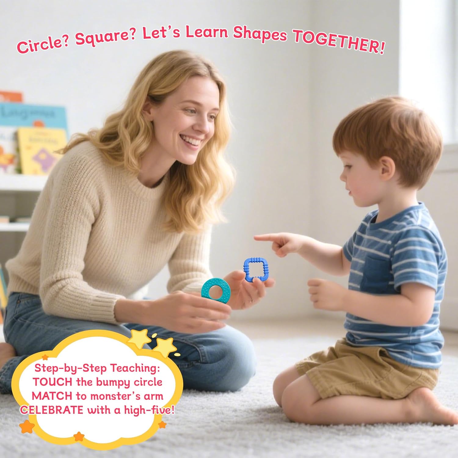 edusense Monster Tactile Sensory Toy for Toddlers 3+ | 20 Textured Shapes | Fine Motor Skills & Shape Learning