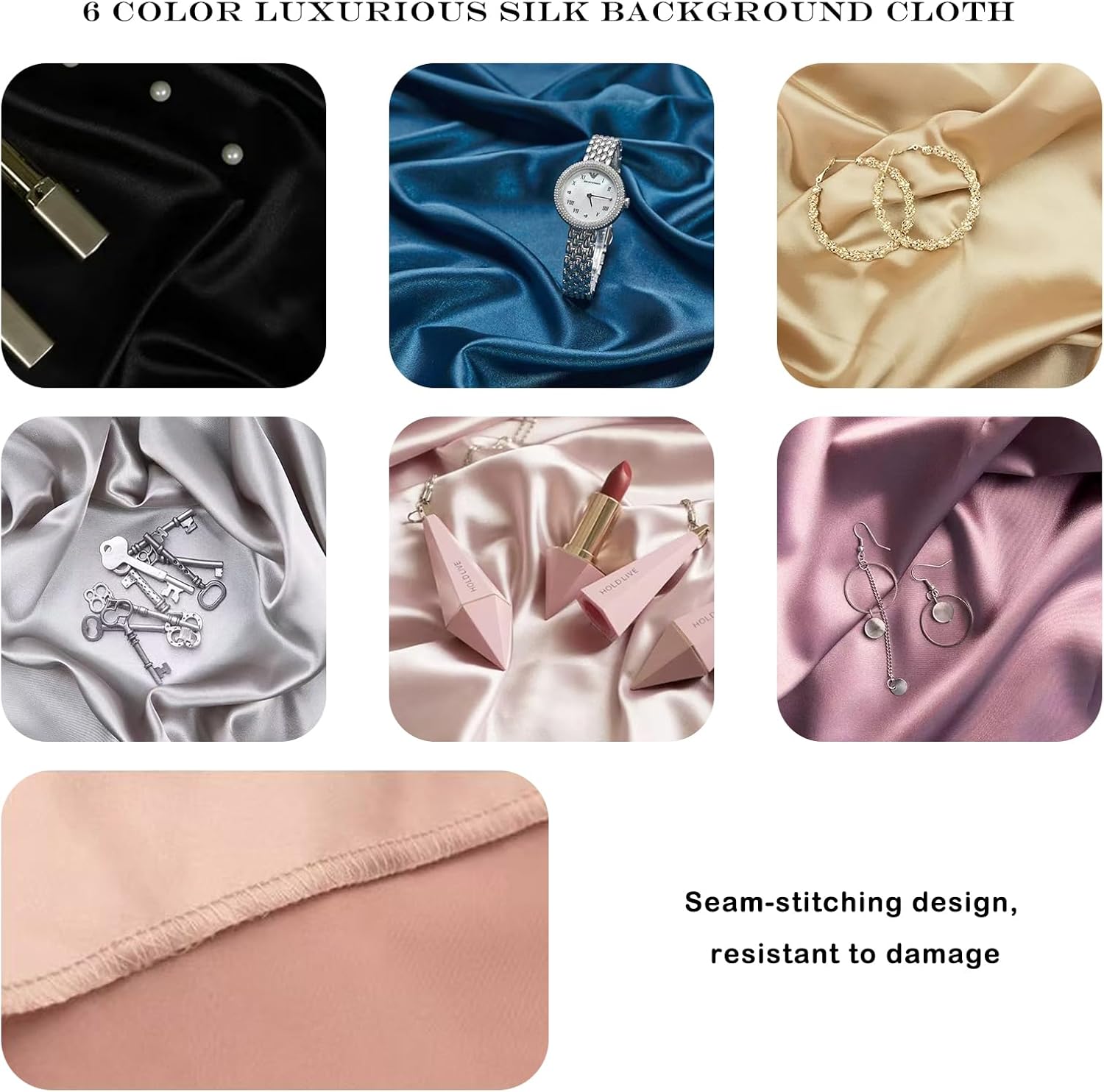 製品写真背景6点、高級シルクテクスチャ写真小道具 フードジュエリー 化粧品メイクアップ写真撮影用