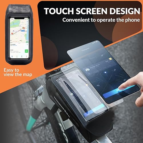 Miniatura 4 de ROCKBROS Bolsa para Bicicleta Soporte para Teléfono Bolsa de Accesorios para Bicicleta, Bolsa EVA Impermeable Portateléfonos para Bicicleta Tubo
