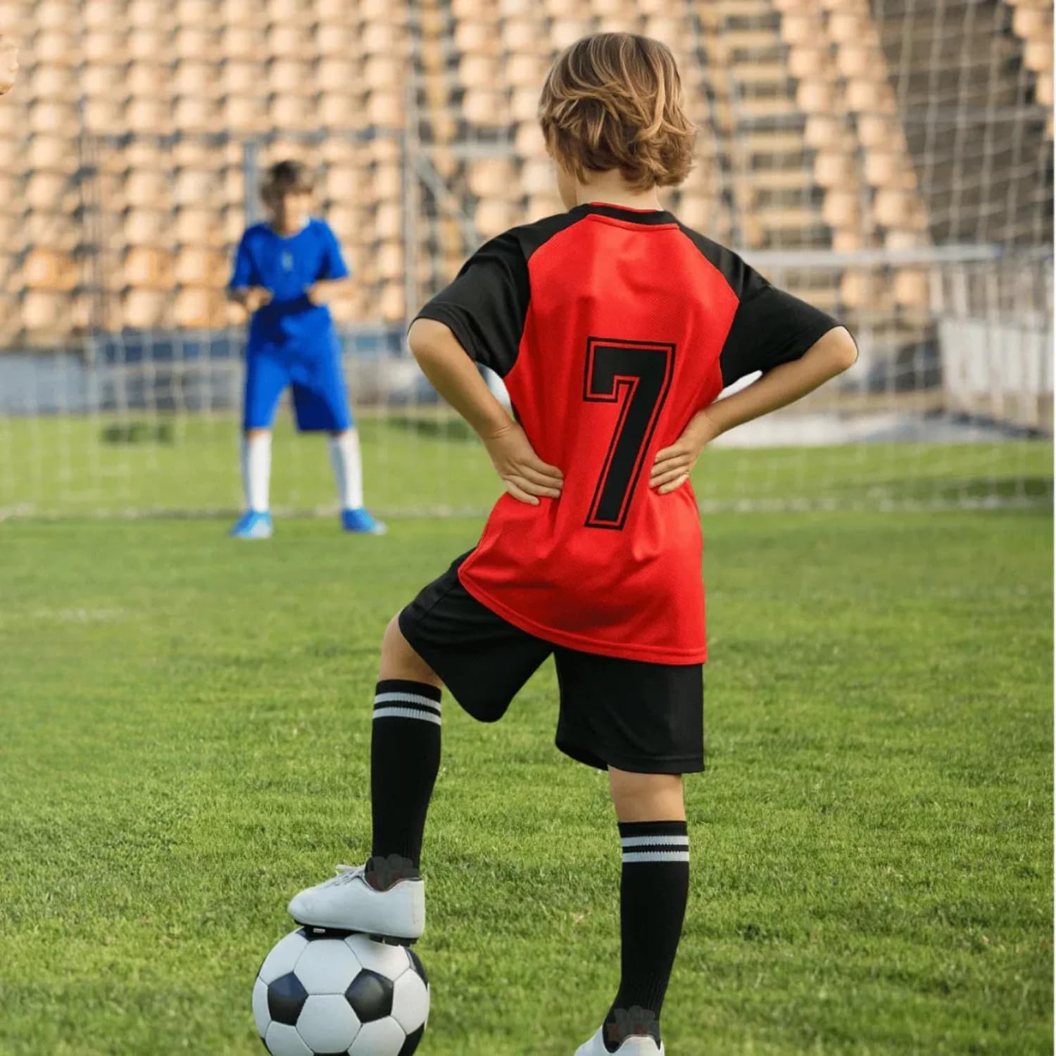 Kit 3 Pares Meião Infantil para Futebol Cores Sortidas Listras Duplas Kit 3 Pares Meião Infantil para Futebol Cores Sortidas Listras Duplas