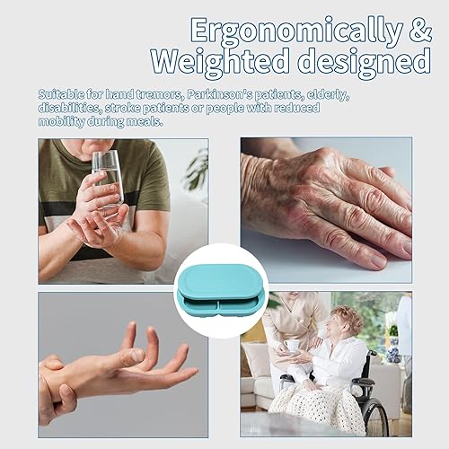 Miniatura 2 de Adaptive Utensils - Plato con peso con tapa, a prueba de derrames, 4 compartimentos divididos con pared adicional para ancianos, productos