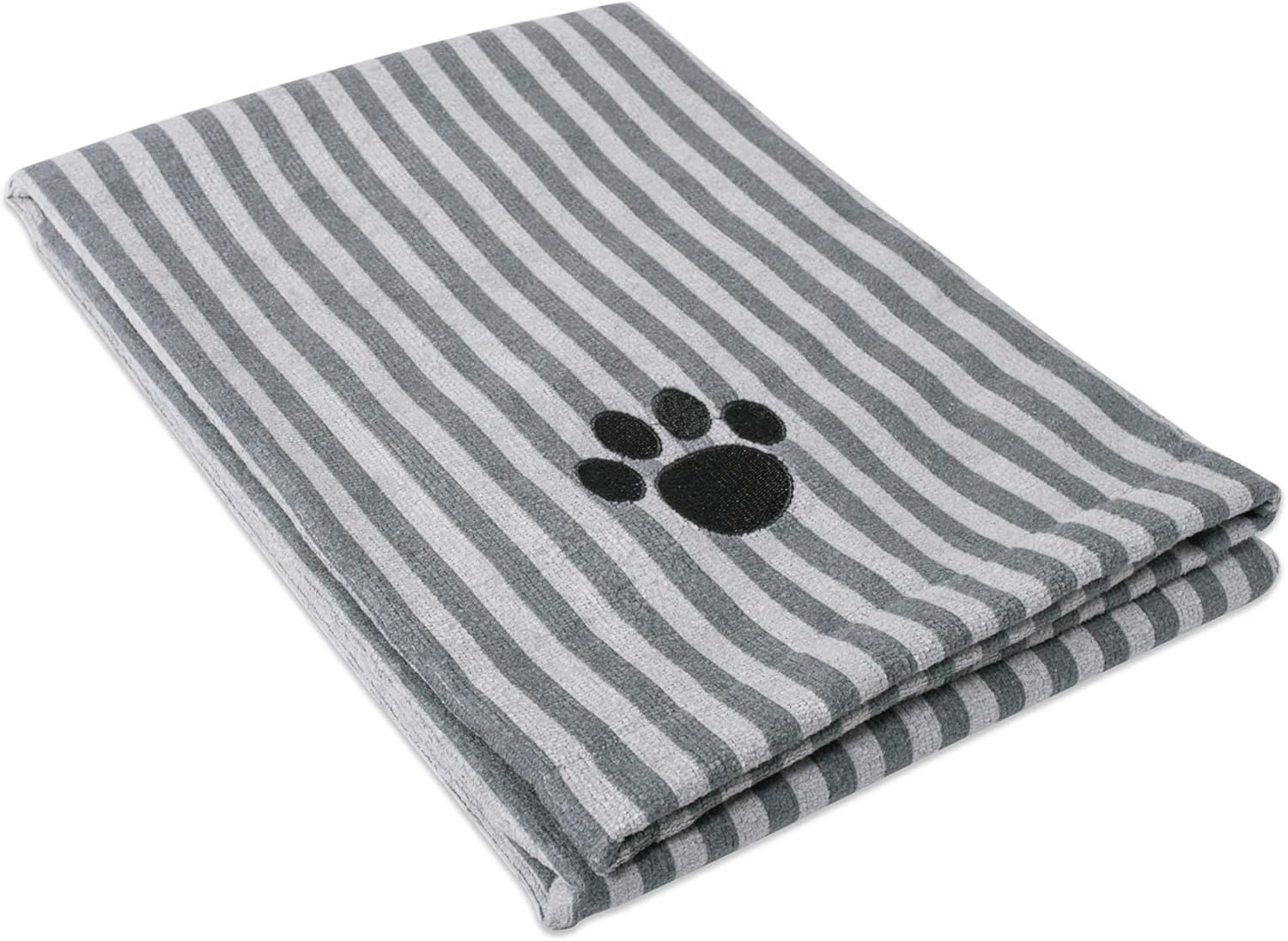 Bone Dry Pet Grooming Towel Collection Absorbent Microfiber X-Large, 41x23.5", Striped Gray