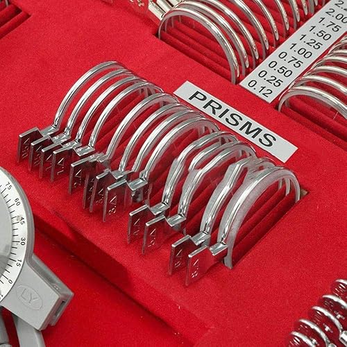 Miniatura 7 de Juego de lentes ópticas de prueba de 266 Uds., kit profesional de caja de optometría con borde de metal, marco de prueba de optometría, prueba
