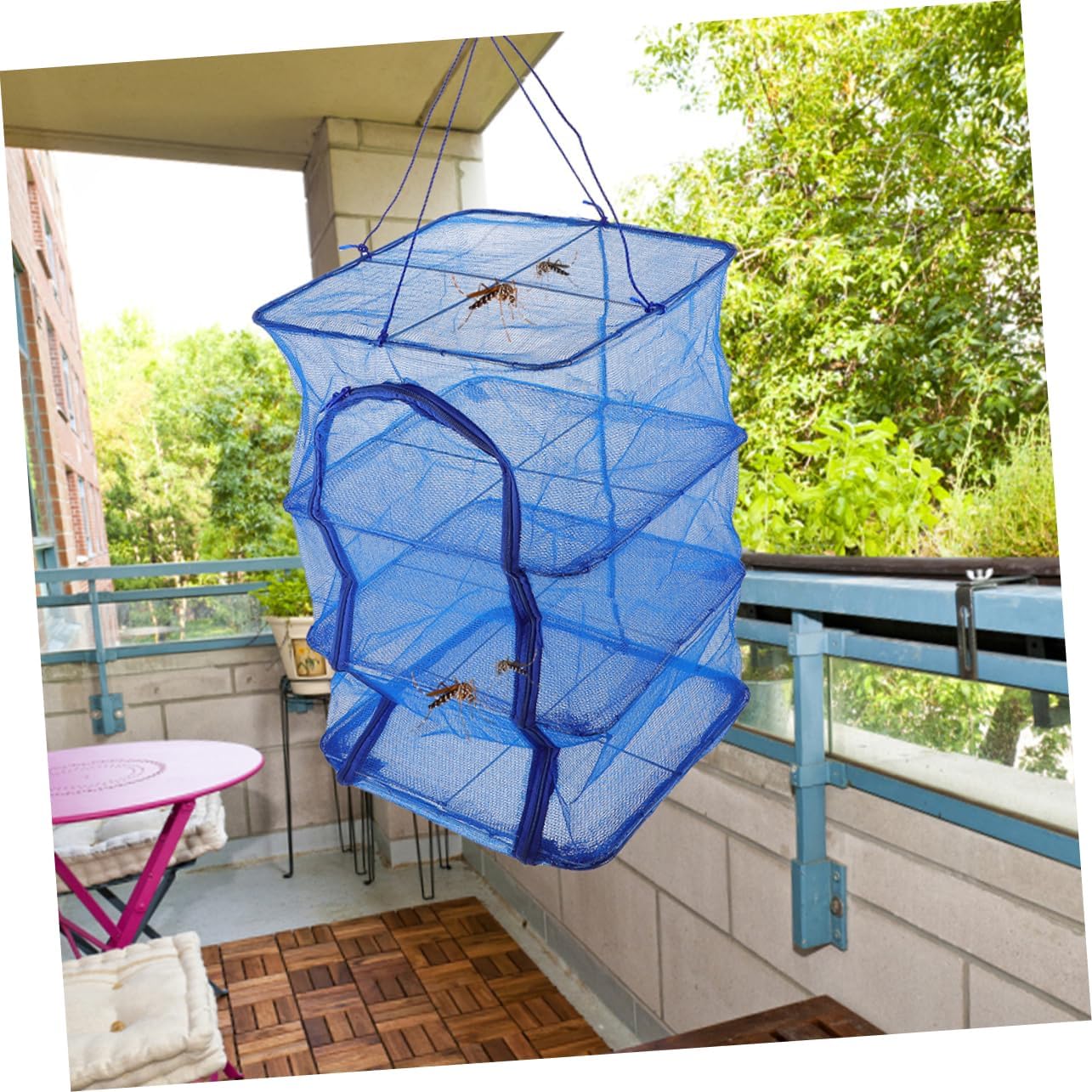 Folding Fish Drying Net 2pcs Multi-Layer Mesh Dehydrator Rack Zipper for Fish Herbs Fruits Portable Hanging Drying Net for Outdoor Use