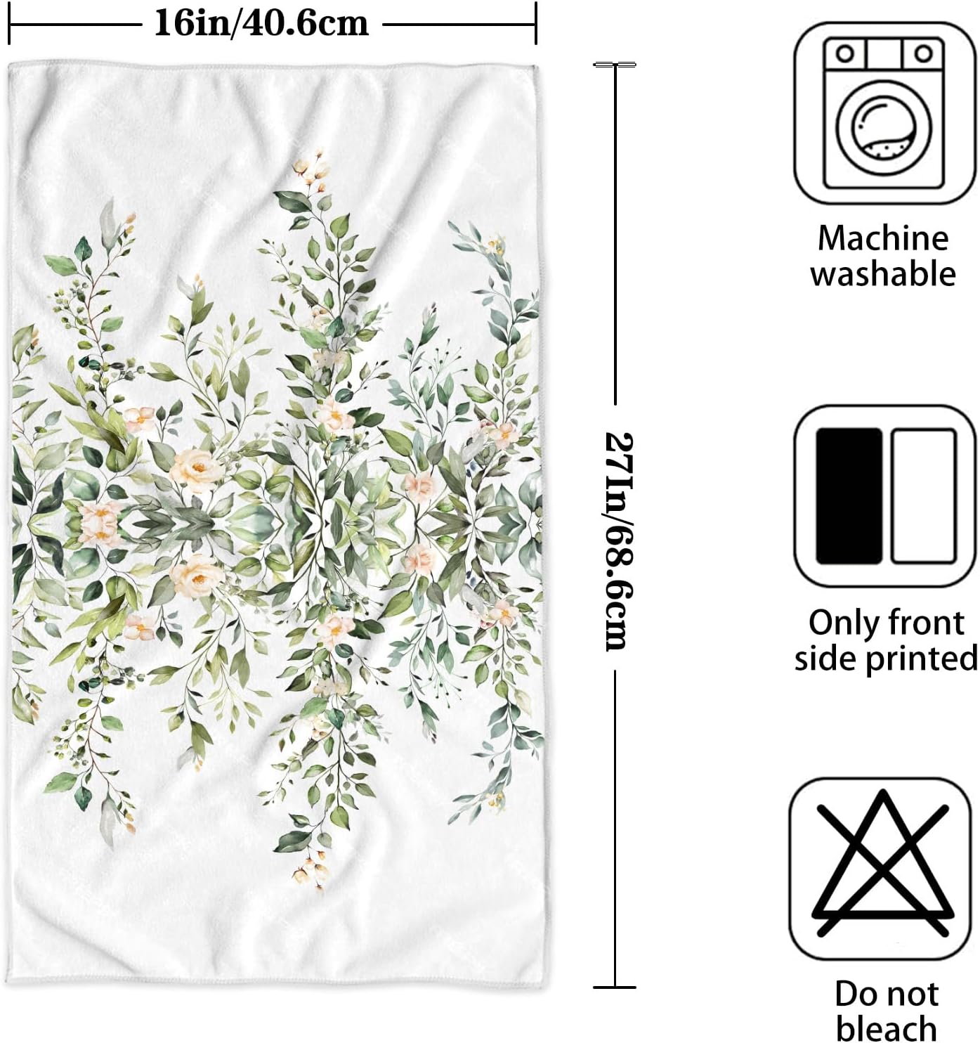 Accnicc Green Eucalyptus Hand Towels for Bathroom Set of 2 Decorative Sage Green Leaves Pink Floral Dish Kitchen Towels 16x27 Inch Botanical Plant Absorbent Soft Microfiber Bath Towel Hotel Decor - Image 2