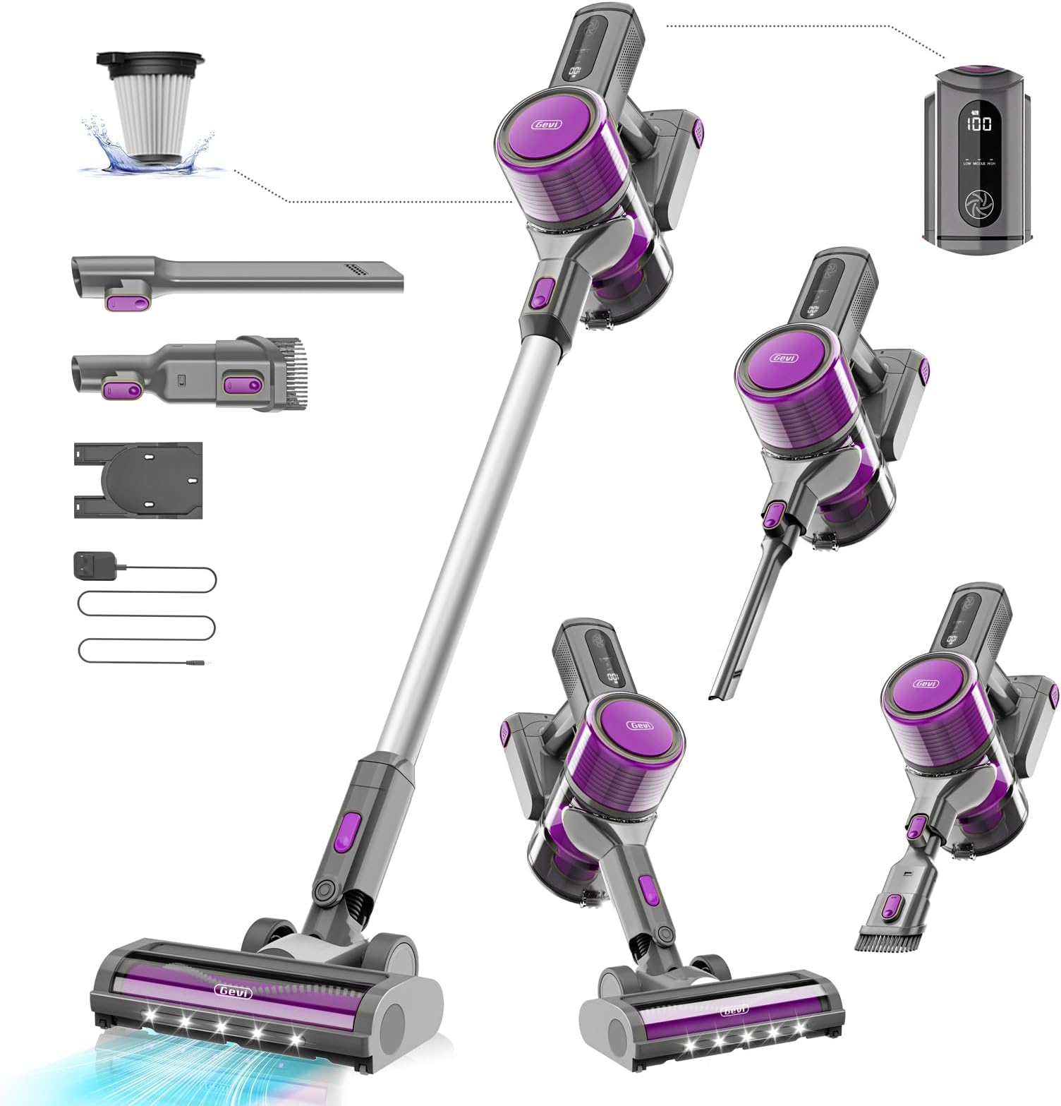 Cordless Vacuum Cleaner for Home | 400W Powerful Stick Vacuum | Long Runtime Detachable Battery | LED Display | Deep Clean for Hard Floor Carpet