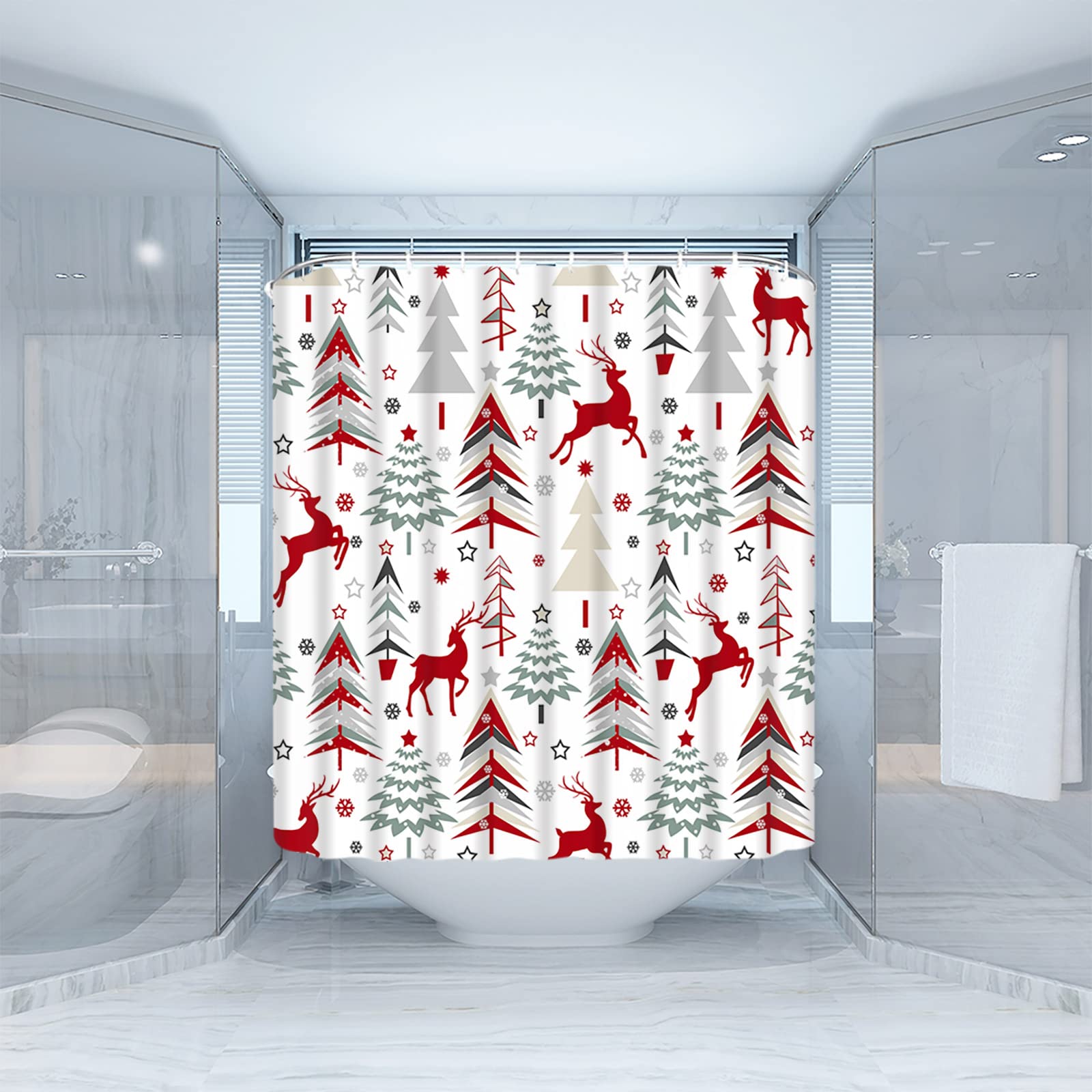 Bathroom Curtain Rug Set: Holiday Cheer Bathroom Decor Set With