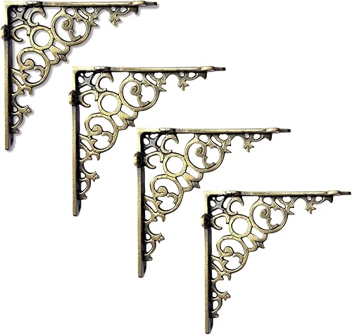 Miniatura 38 de NACH Soportes decorativos para estantes, paquete de 4 unidades de 6 x 1.3 x 6 pulgadas, soporte de estante de hierro fundido negro, soportes