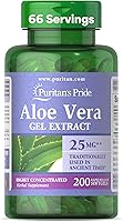 Puritan's Pride Aloe Vera Gel Extract 25mg (5000mg Eq.) - Highly Concentrated 200 Softgels for Wellness Support