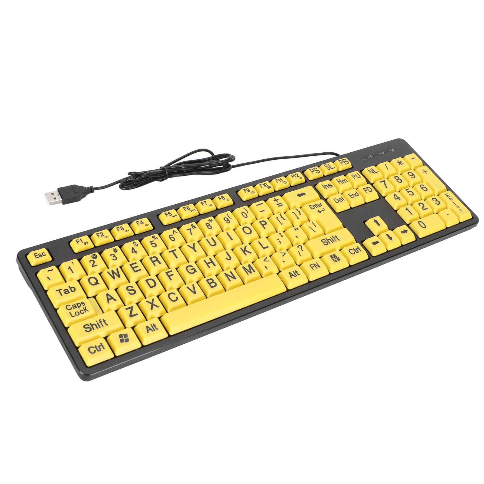 Tastiera Per Ipovedenti Con Tasti Grandi - USB Cablata, 104 Tasti, Caratteri Ad Alto Contrasto - Foto 5