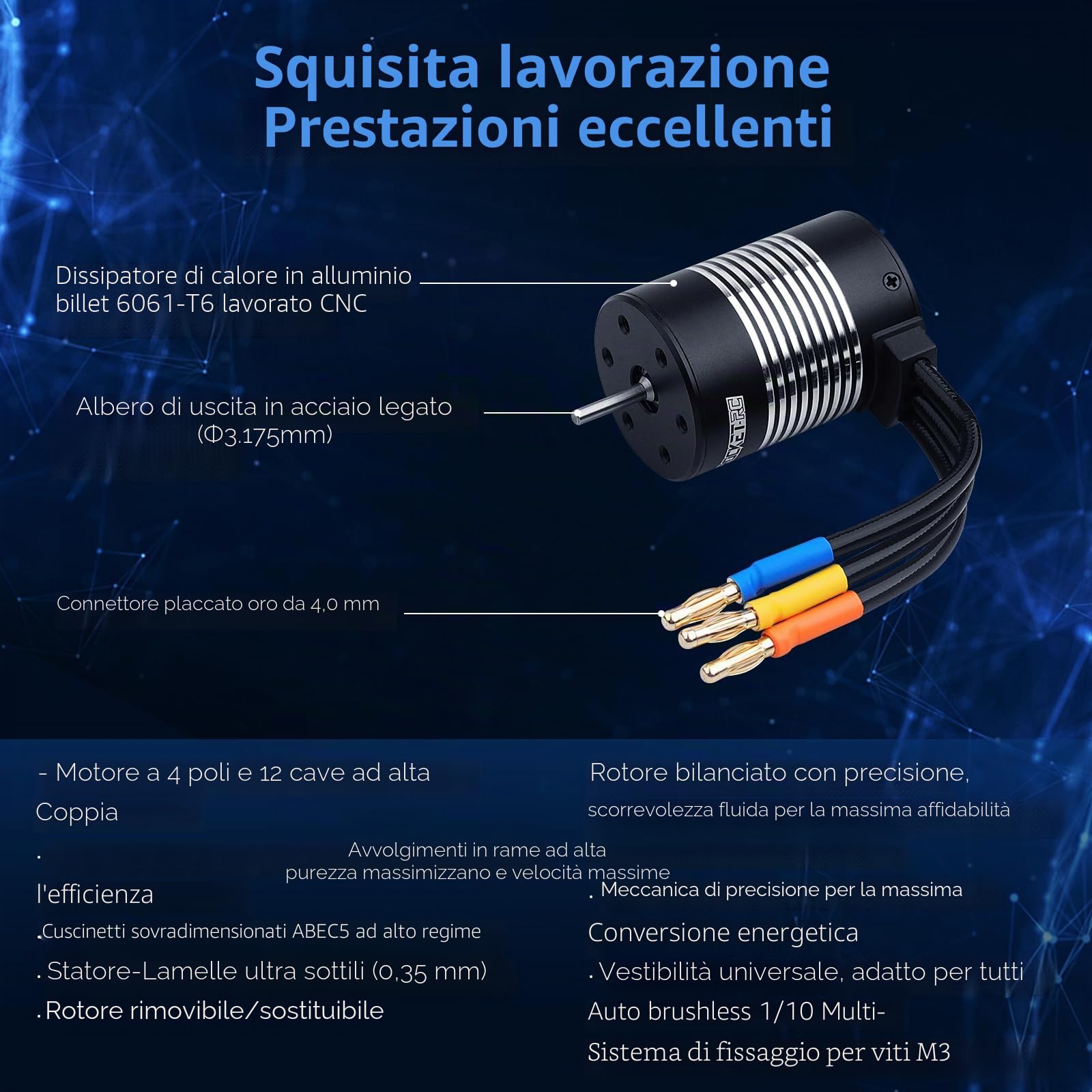 sikkeby RC Auto Motore brushless 1/10 540 3650 5200KV 3.175mm albero motore impermeabile ad alta velocità per la maggior parte delle 1:10 scala RC veicoli camion aggiornamento parti