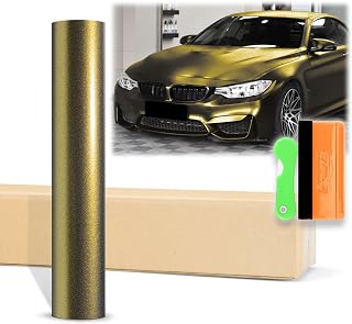 12"x60" (1FTx5FT) Bond Gold Matte Metallic Satin Pearl Vinyl Wrap Auto Car Sticker Decal Film Sheet Bubble Free Air Release Technology with Tool Kit