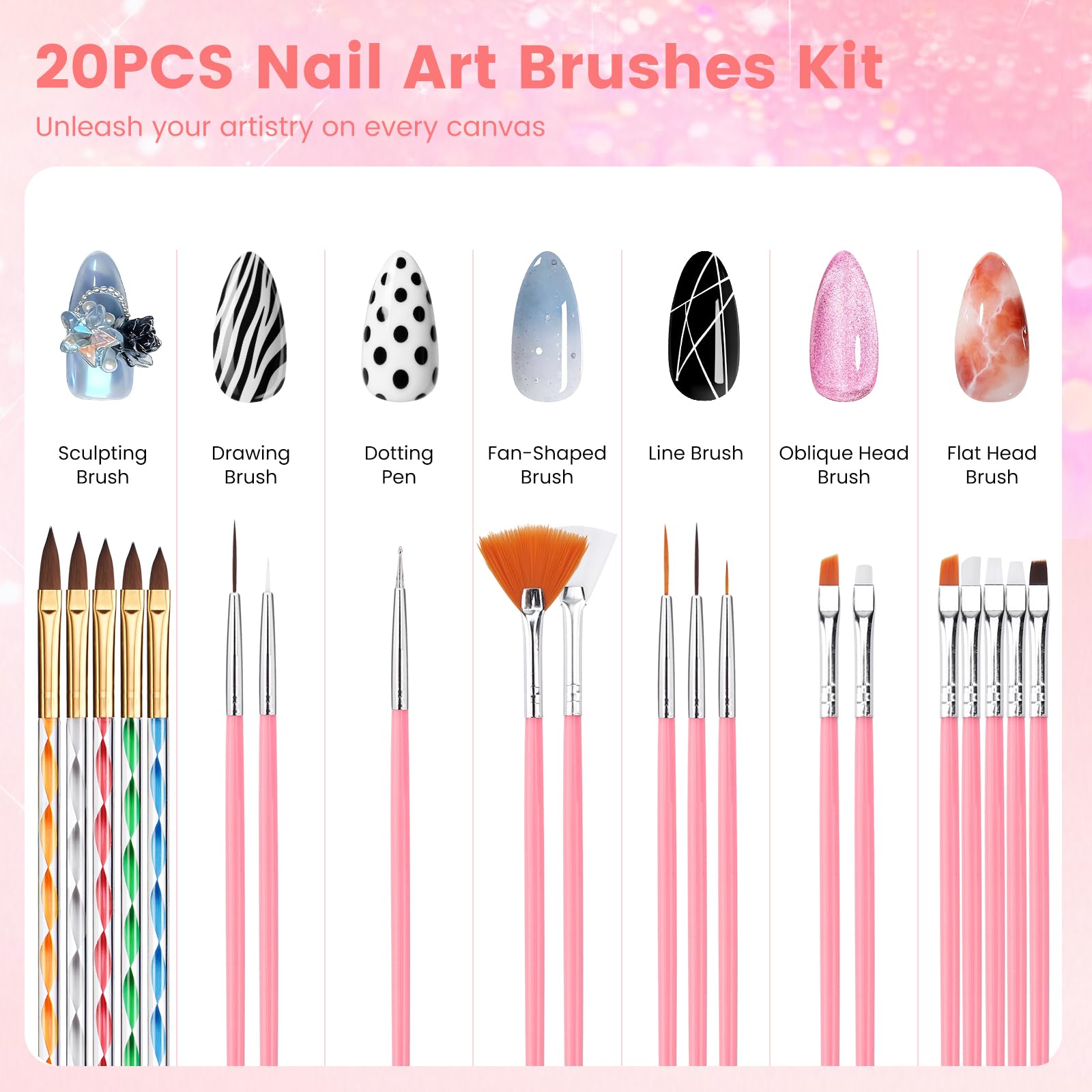 Deciniee Kit d’Ongles Acryliques Complet pour Débutants - Lampe UV, Perceuse à Ongles, Faux Ongles, Vernis Gel, Outil de Manucure, Décorations Nail Art dans un Sac Cadeau Rose - Idéal Cadeau Femme