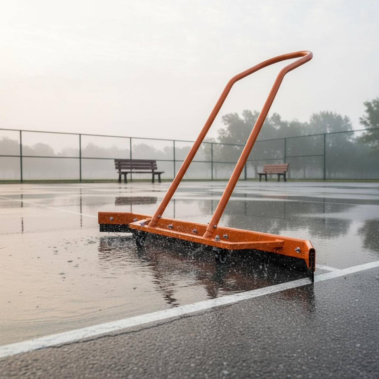 TISHITA Limpiador de Canchas de Aluminio Squeegee de Suelo Limpiador de Agua de Piso con Ruedas Completo Adecuado para Mantenimiento Diario en Canchas y Pisos Duros, Naranja