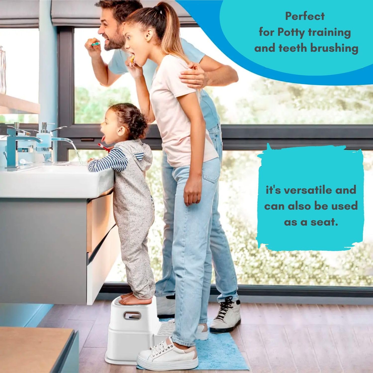 Dual Height 2 Step Stool for Toddlers and Kids (Mom's Choice Award Winner) (1-Pack, Beige)