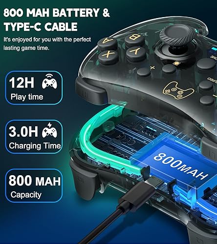 Miniatura 7 de Switch Controller Compatible with Nintendo SwitchLiteOLED & PCAndroidIOS, Switch Pro Controller With RGB Breathing LED, Switch Controllers Remote