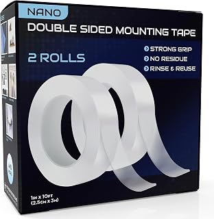 Lockport Nano Tape Double Sided Tape Heavy Duty Hanging – 2 Pack - 1 in x 10 Ft Each - Magic Clear Adhesive Perfect fo Walls, Wood, Tile, Plastic, Pictures & Metal Surfaces – Strong Grip