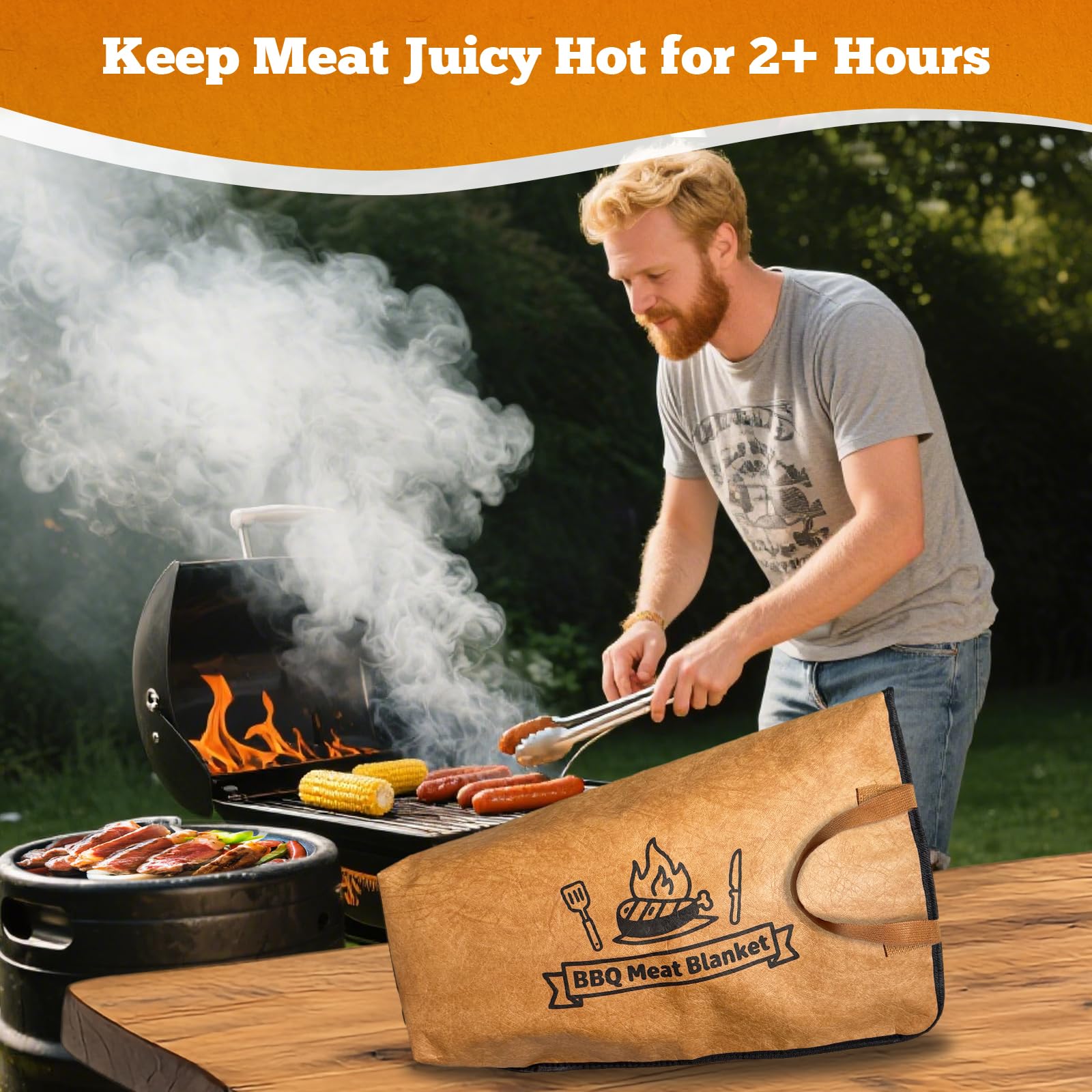 Manta de barbacoa para descansar carne, bolsa reutilizable para ahumador, bolsa de descanso aislada con boca ancha, accesorios de barbacoa para pechuga grande, carne de res, pavo, cerdo (21 pulgadas) 5