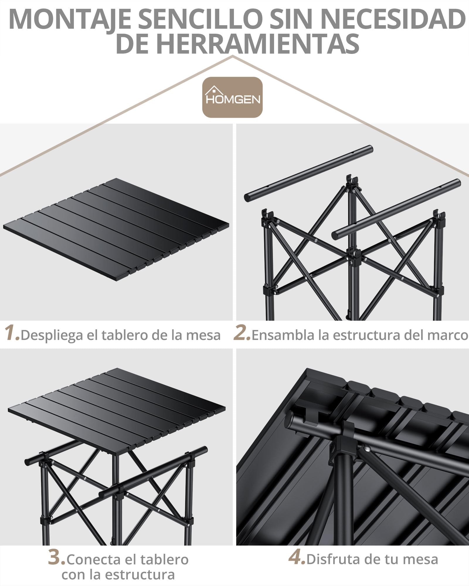 HOMGEN Mesa Plegable Camping Estable y Resistente Mesas Plegables Portátiles Ligera y Compacta Mesa Jardin Exterior 40x40cm Altura 40cm con Bolsa de Transporte para Picnic Playa y Camping