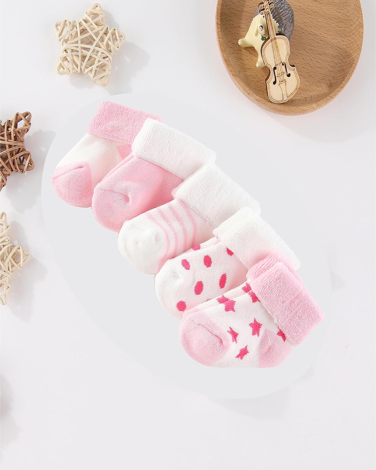 Baby Hats Mittens and Socks Set Soft Cotton Newborn Hat Glove for Boys Girls 0-6 Month