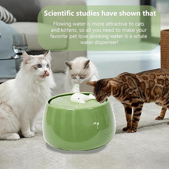 Fuente de Agua Automática para Gatos de Cerámica, 1.3L, Verde miniatura 7