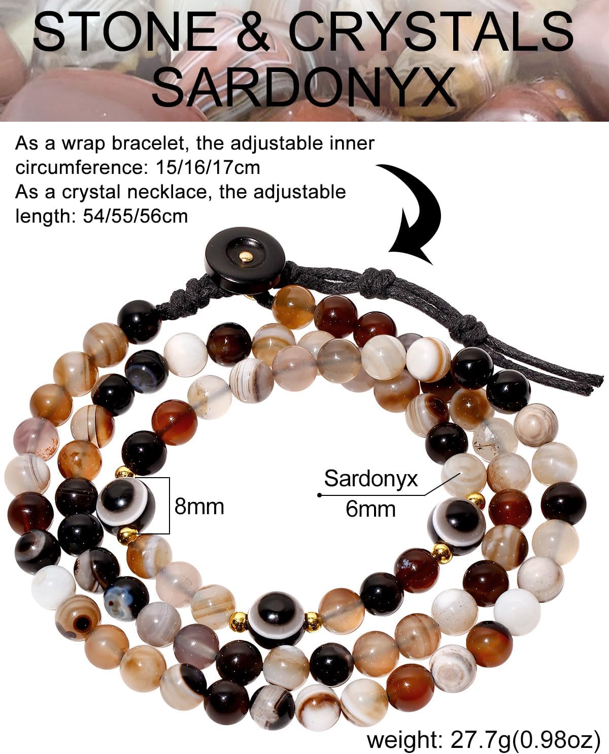 Boho 6mm Sardonyx Beaded Bracelets for Women Good Luck Handmade Evil Eye Bracelets Protection Energy Balance Love Jewelry - Image 6