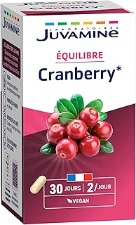 JUVAMINE - Cranberry, Bien être Urinaire, Formule Concentrée, Canneberge, Confort Féminin, Végan, Programme 1 mois, 60 Gélules, Fabriqué en France