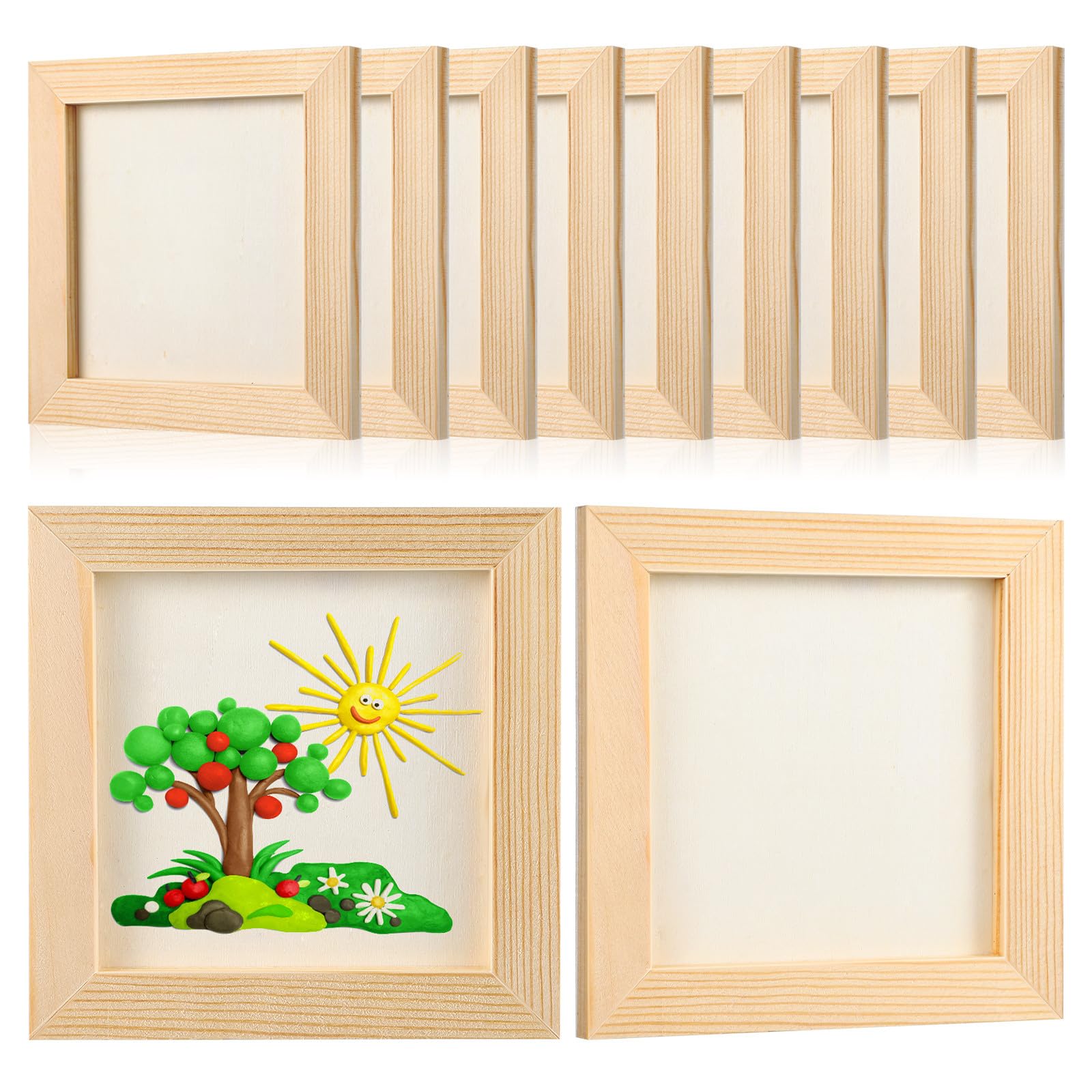 Didiseaon 10 Pack Small Wooden Picture Frames 12 x 12 cm for Crafts
