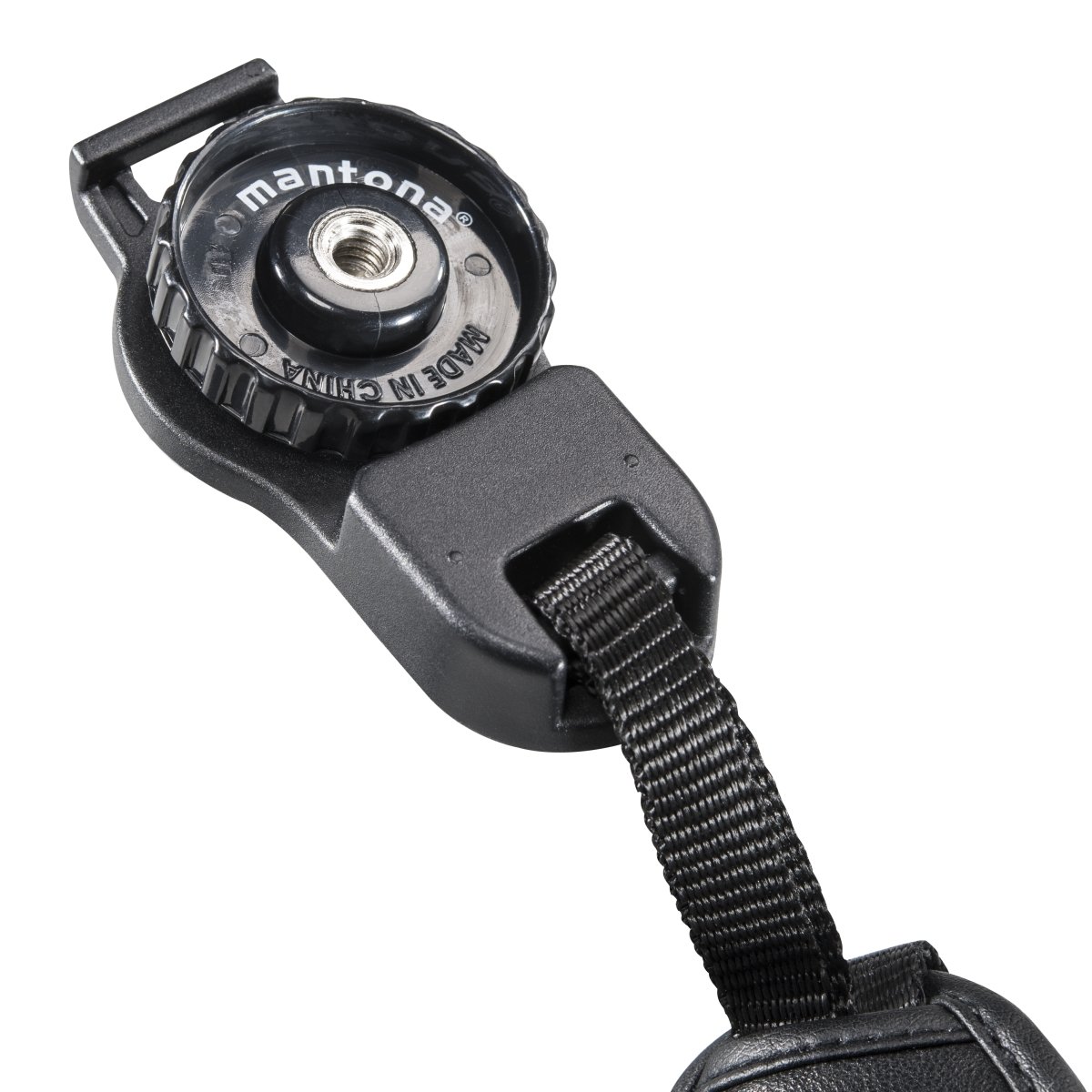 Mantona First Class Leder-Handschlaufe/Handgriff (mit Klickverschluss), Schwarz, 43g
