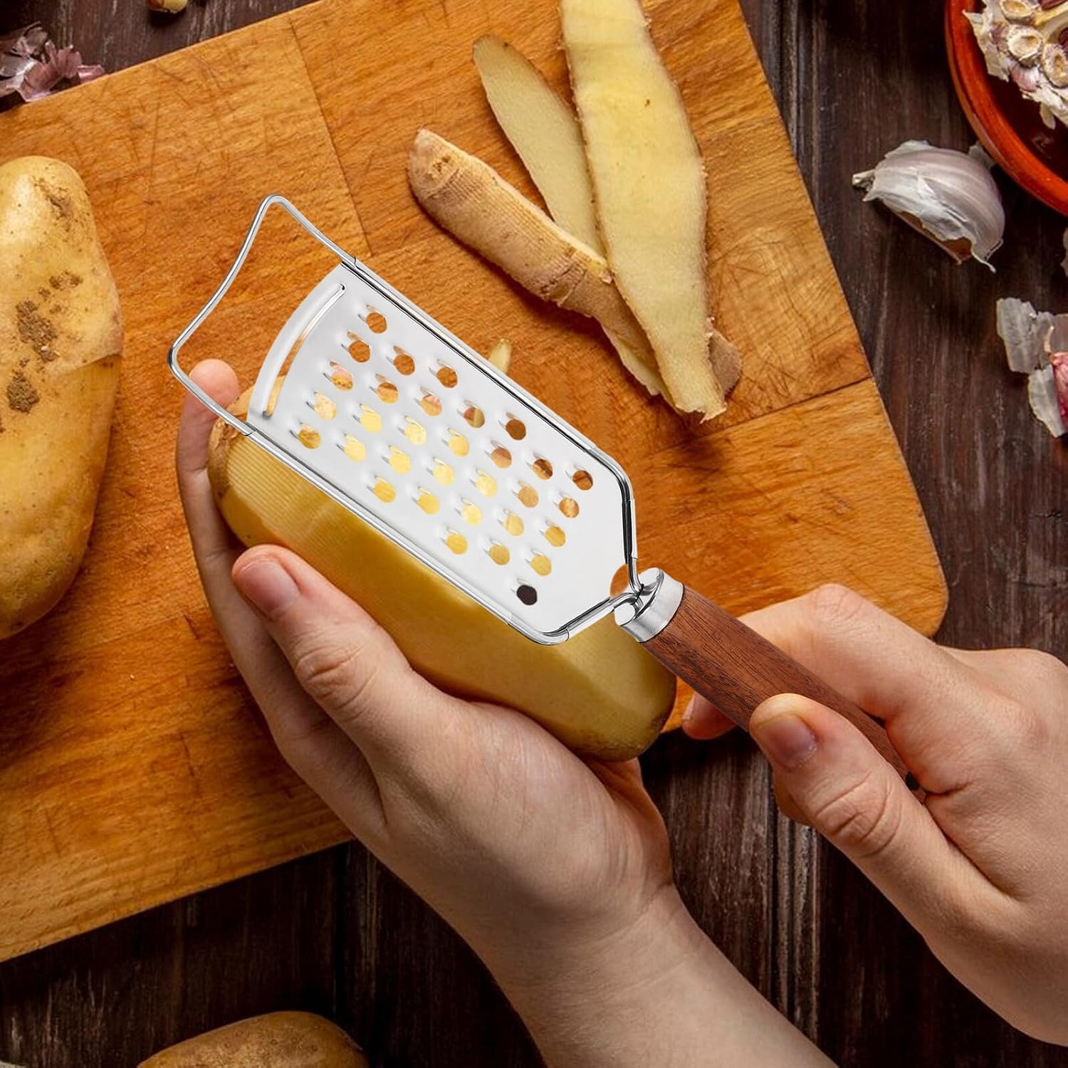 Generic 2pcs Stainless Steel Cheese Graters with Fine and Coarse Holes, Multi-purpose Kitchen Grating Tools for Cheese, Ginger, Garlic, Dishwasher Safe