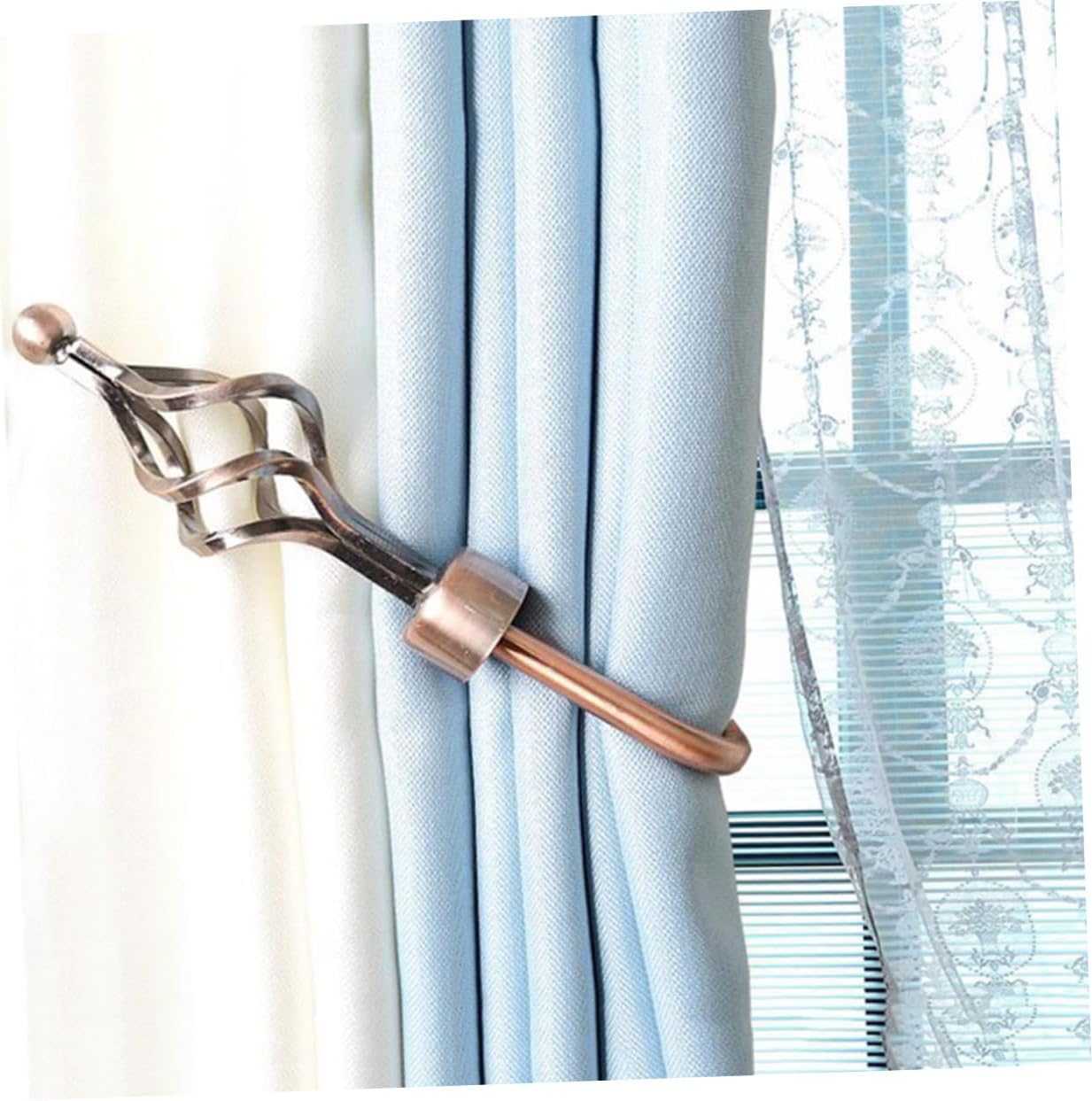 Easy to Install Drapery Tiebacks Set of 2 Polished Metal Pleated Curtain Hooks Random Color