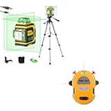 Multi Surface Laser Level LED Light Vial, 30Ft Horizontal Vertical Line Laser & PREXISO Laser Level 3 X 360° with Tripod, Rechargeable Cross Line Leveler, Green Line Laser Level Self Leveling