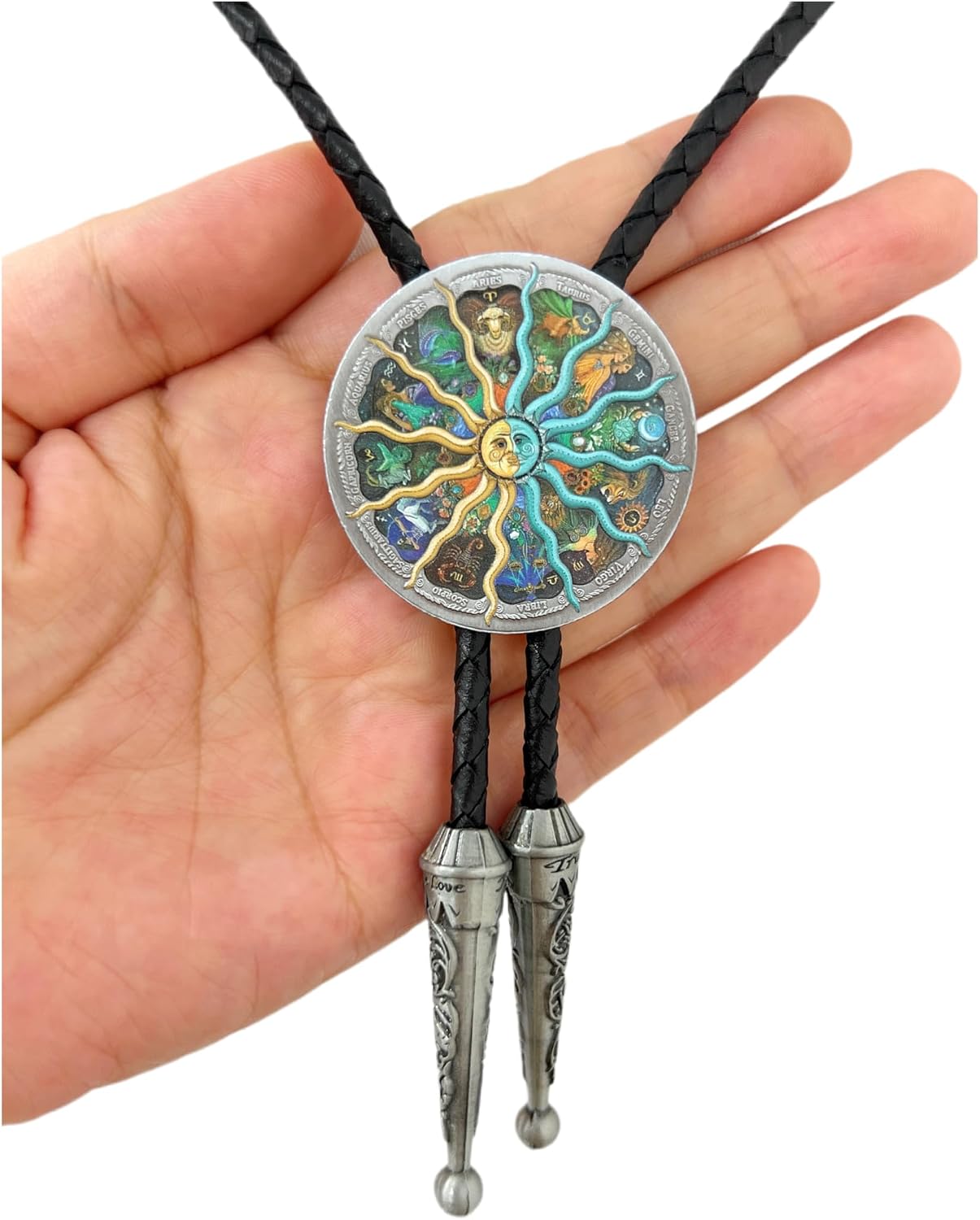 Twelve Constellations Men'S Bolo Tie Souvenir, Colorful Sun Moon God Western Tie Lucky Gift For Men Women