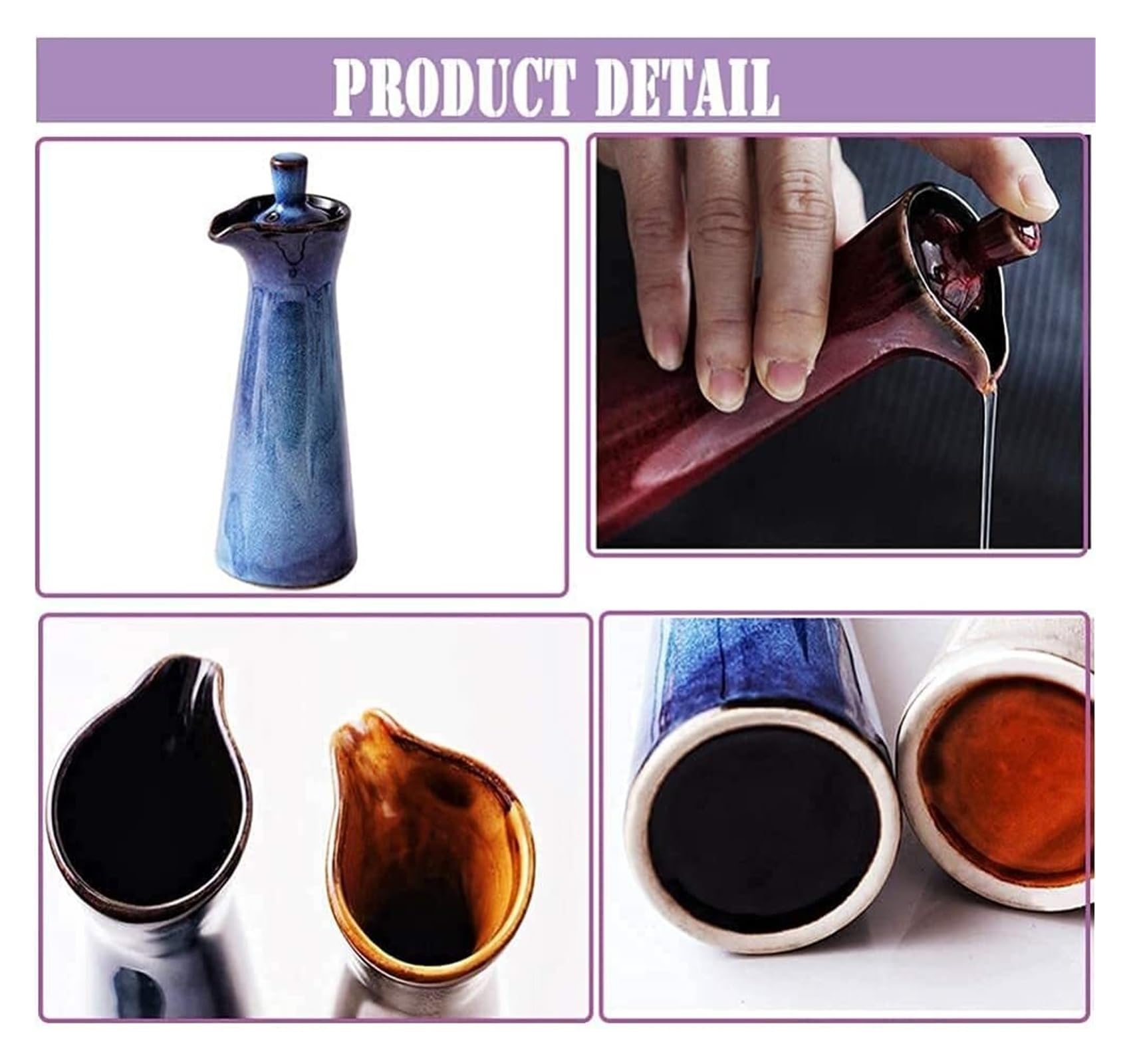 Set Olio e aceto Dispenser for Olio e aceto, Bottiglie di Ceramica for aceto di Olio, vasetto for Bottiglia di Salsa di soia da 120 ml, condimento for Salse di aceto Oliera(Brown)