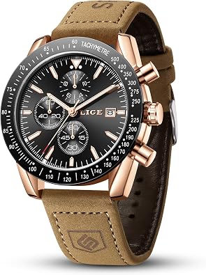 LIGE Mens Chronograph Wrist Watch Business Dress Waterproof Quartz Analog