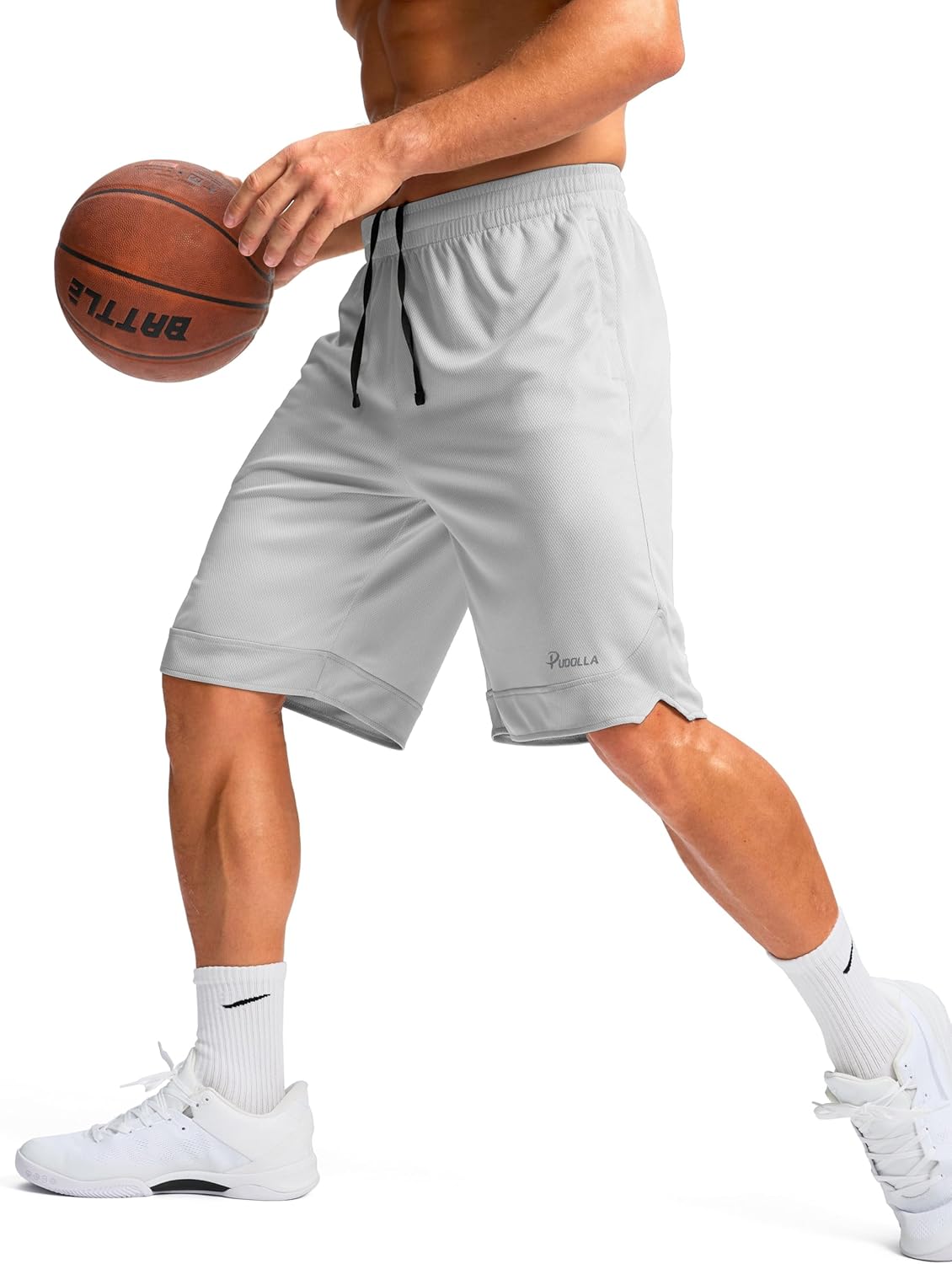 Pudolla Men's Basketball Shorts with Zipper Pockets 11" Long Gym Athletic Shorts for Men Lightweight Quick Dry - Image 5