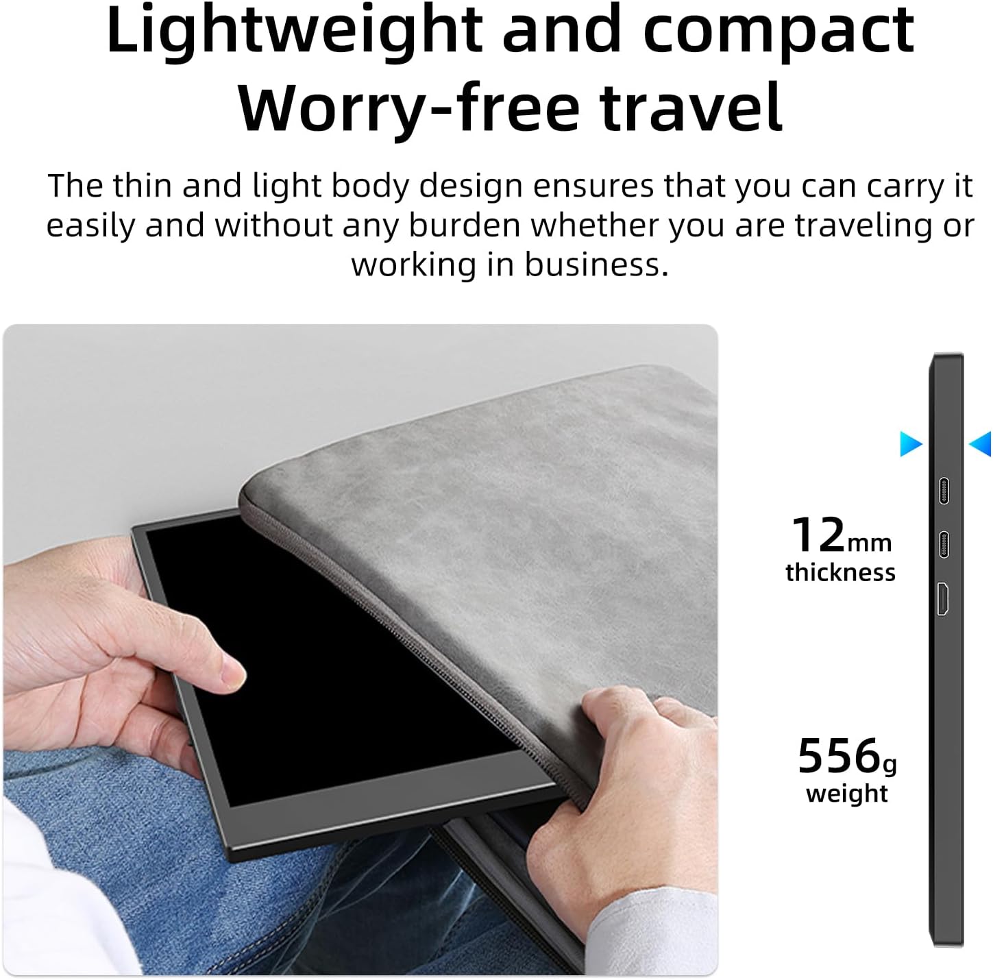 14" Portable Monitor, Built-in Dual Speakers, Gaming Monitor for Laptops and PCs with Stand, Plug & Play, Lightweight Compact Monitor for On-the-Go Use (14")