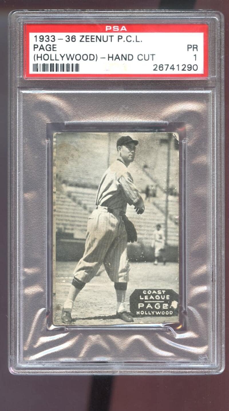 1933 1936 Zeenut Zeenuts Vance Page PSA 1 Graded Baseball Card Pacific Coast League PCL P.C.L. 1934 1935 Hollywood Stars