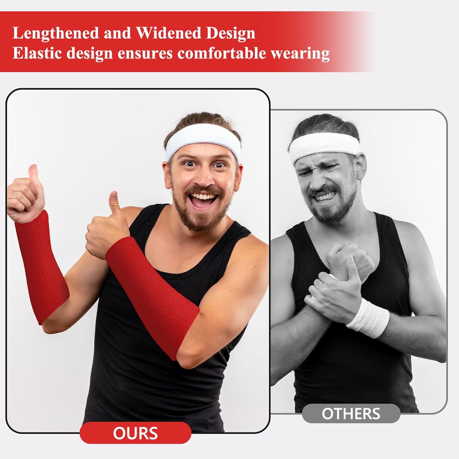 2 Pcs 9 Inch Long Wristbands Sweatbands Black Large Sweat Bands Wristbands Wrist Sweatbands Bulk Arm Sweat Bands for Men Women Weight Loss Football Workout - Image 7