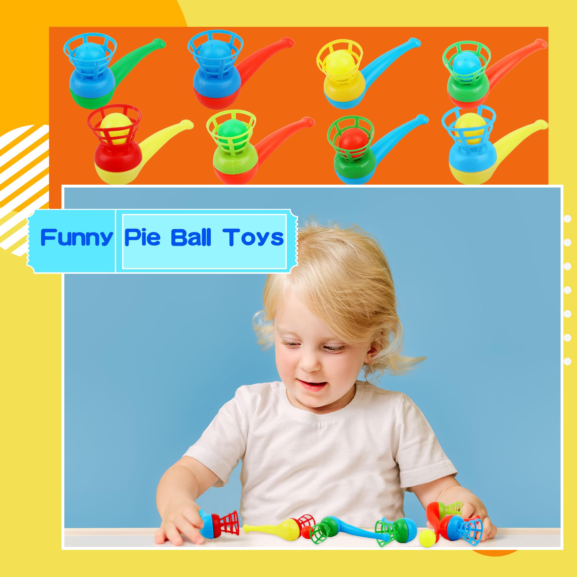 40 piezas de bolas flotantes de tubo de soplado de bolas de color aleatorio, juguete de balanza de juguete para niños, suministros de fiesta de bola de soplado 6
