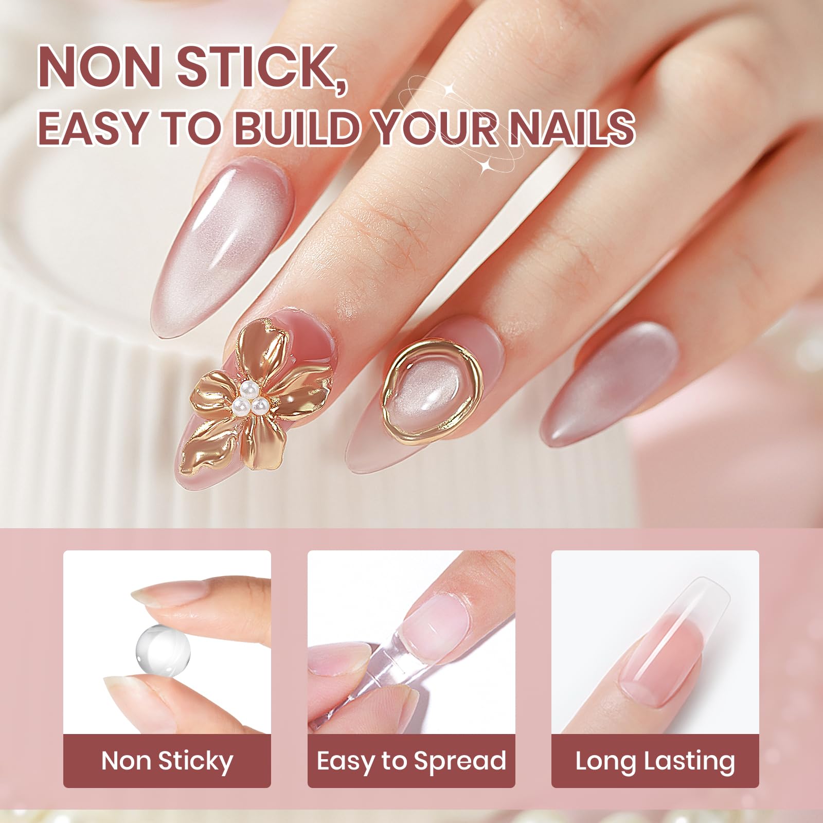 SUPWEE Fester Builder żel do paznokci Non-Stick Hand 3D Rzeźba żel przezroczysty nagi solidny Nail Art rzeźbienie wzorów, wytłaczanie twarde do paznokci Mnikure