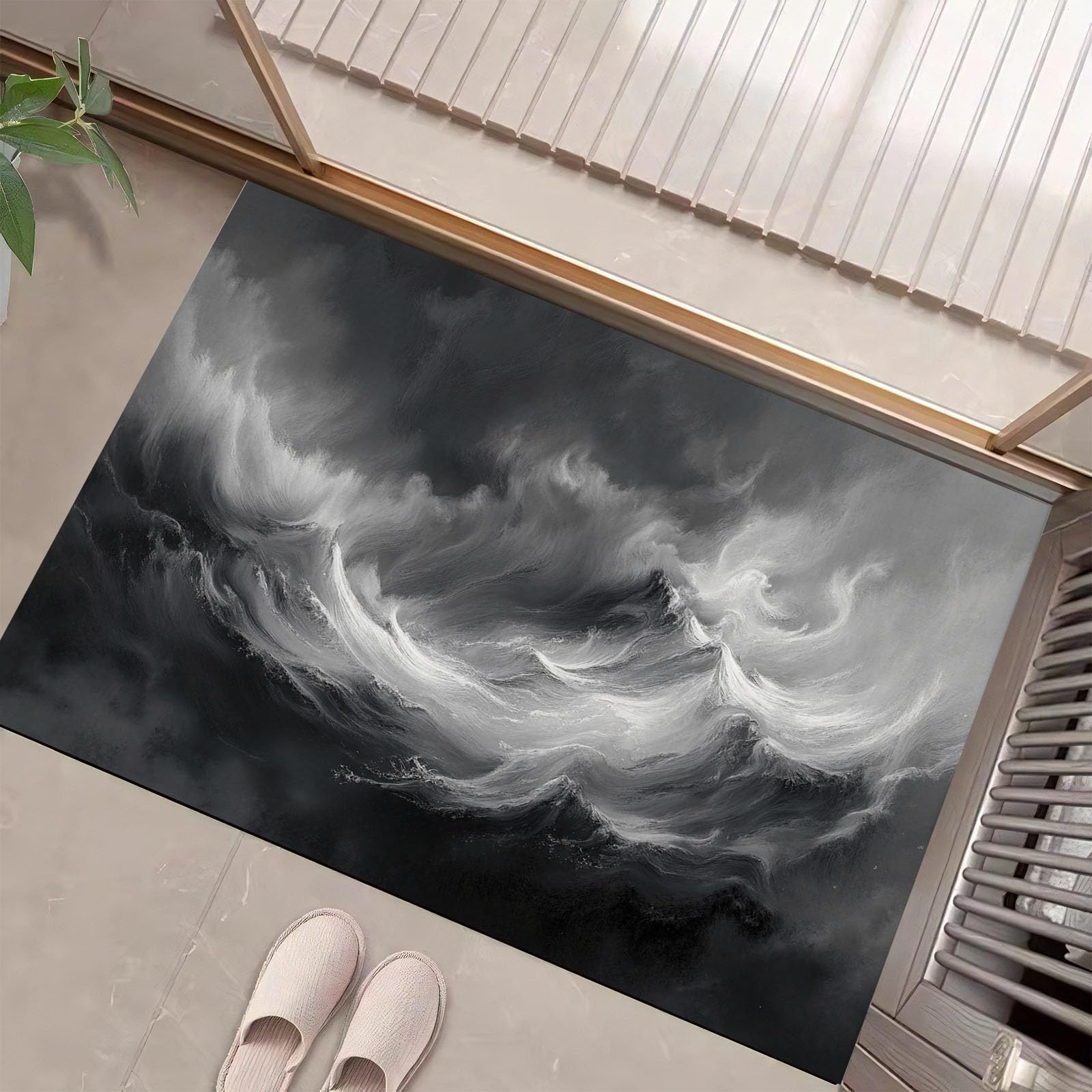 Tapis Entrée Ciel D'Orage Montagnes Abstrait Paillasson Intérieur 90x150