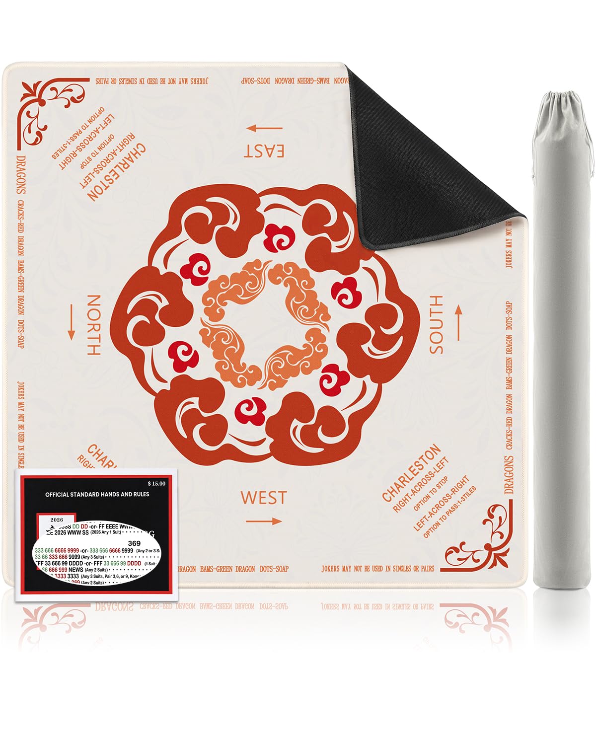 Photo 1 of Mikccer Mahjong Mat with Rules, 32.2-Inch Red Cloud