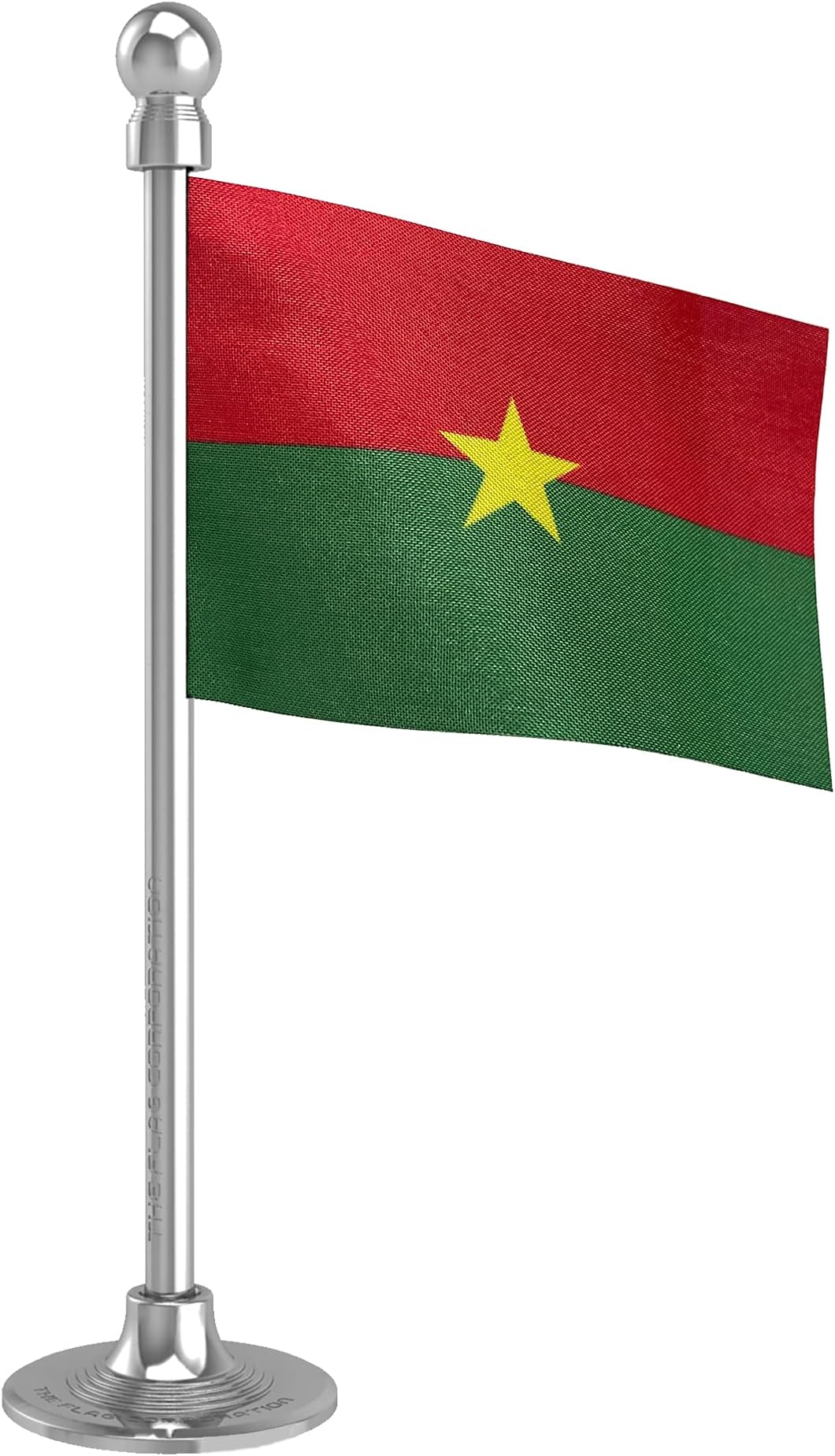 The Flag Corporation Burkina Faso Car Dashboard Flag 2in x 3in with a Plastic Liquid Chrome Base