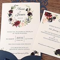 Vista 6 de Tarjetas de invitación de estilo clásico vertical con listones y adornos de perlas