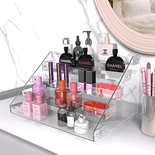 Miniatura 4 de Organizador de especias acrílico para gabinete, estante escalonado para especias, organizador de almacenamiento de mostrador para organización y