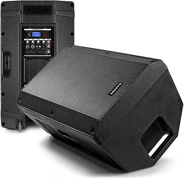 VONYX VSA12BT Active Stage Monitor Speaker System Pair 1600W Bi-Amplified Bluetooth 12" PA Loudspeakers with Built-in MP3, USB Playback & EQ for DJs, Bands & Live Performance