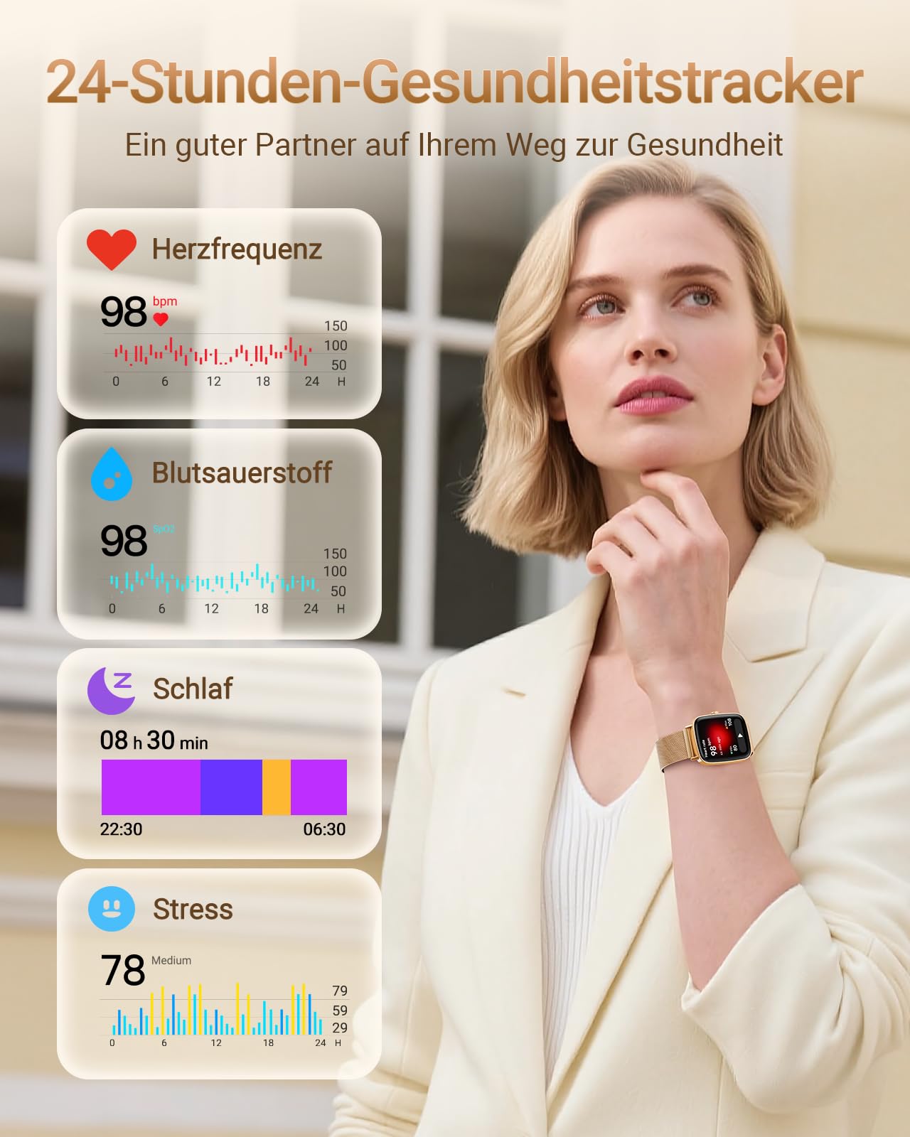Smartwatch Damen Herren mit Telefonfunktion, 1,85" Fitnessuhr Smart Watch, 100+ Sportmodi Fitness Tracker mit Herzfrequenz/SpO2/Schlaf Monitor Schrittzähler, IP68 Wasserdicht Sportuhr für iOS Android