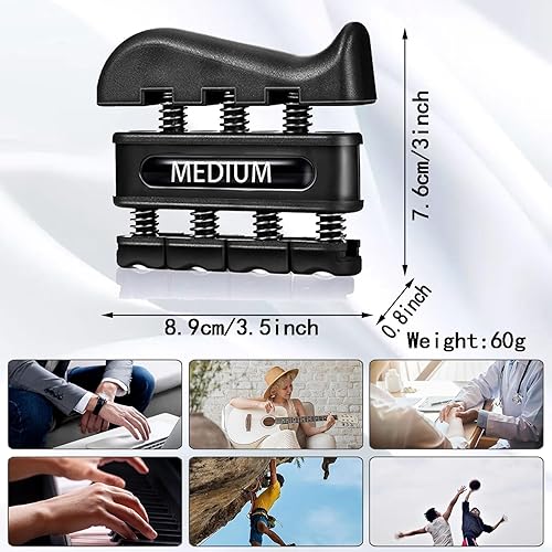 Miniatura 5 de Juego de entrenamiento de fuerza de agarre de 4 pesos, 8 piezas, ejercitador de dedos de agarre de mano, fortalecedor de dedos, relajación de dedos